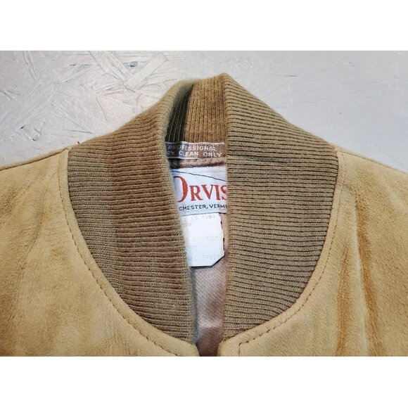 Vtg ORVIS Brown Suede Leather Bomber Jacket | Made in USA | 42L Long - Picture 5 of 11